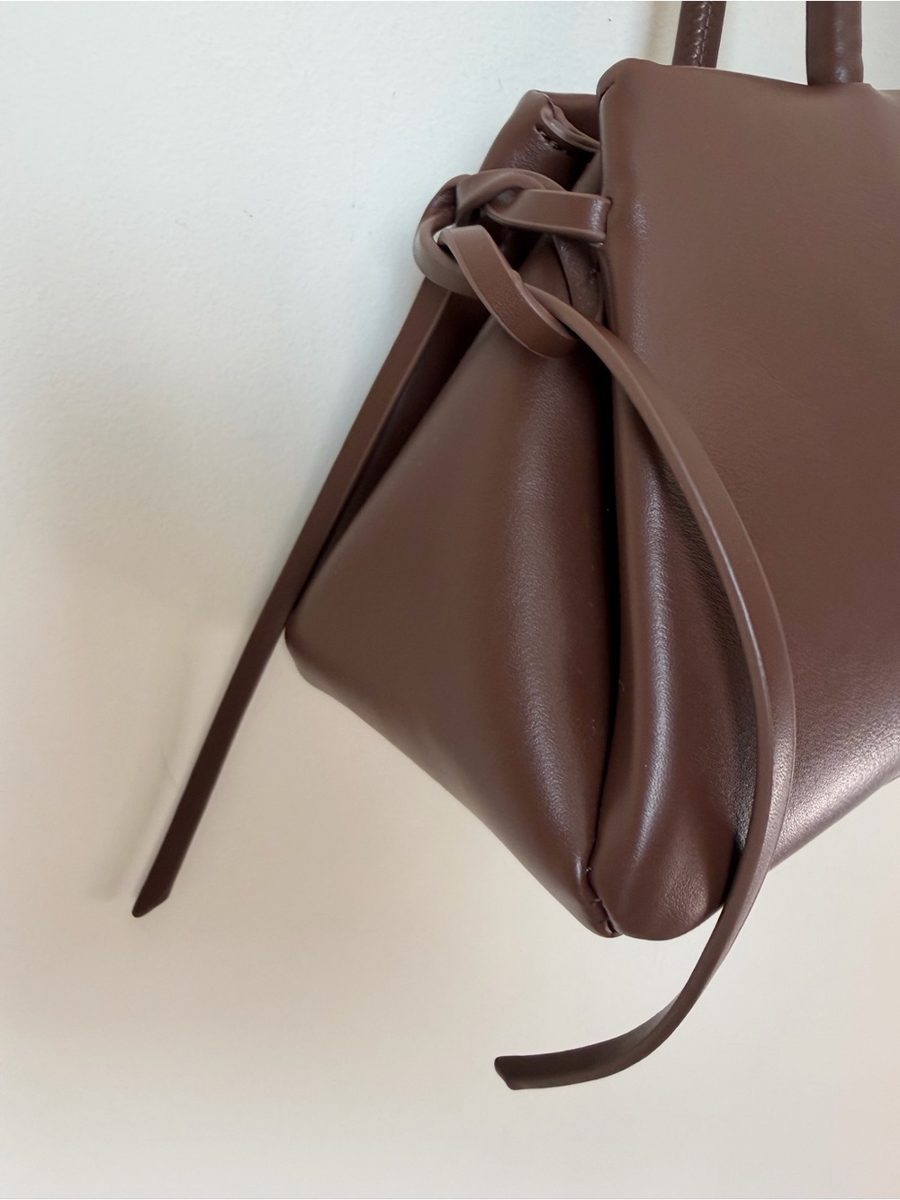 Dark Brown east west leather Shoulder Bag - Picture 4 of 7